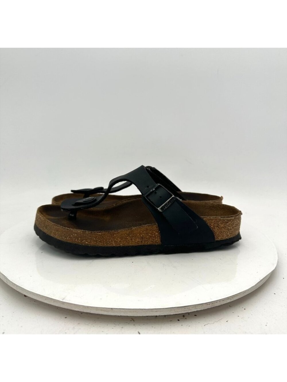 Birkenstock Gizeh Women Size 35 Black Birko-Flor T Strap Thong Leather Sandal